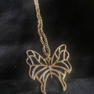 Elegant Gold tone Butterfly Pendant Necklace